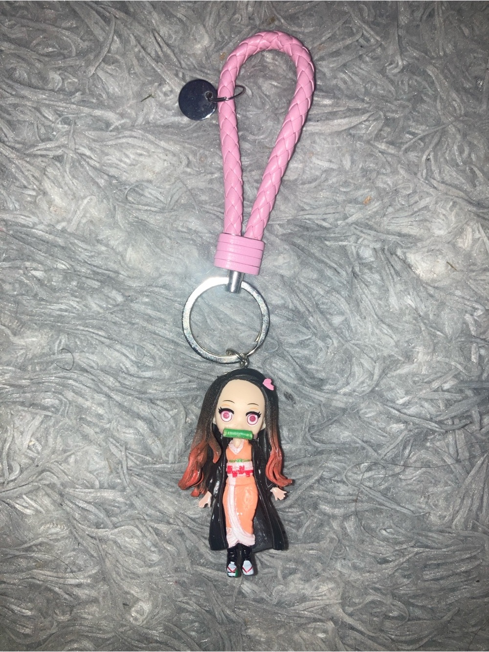 Nezuko Kamado Braided Keyring with Anime Doll Charm